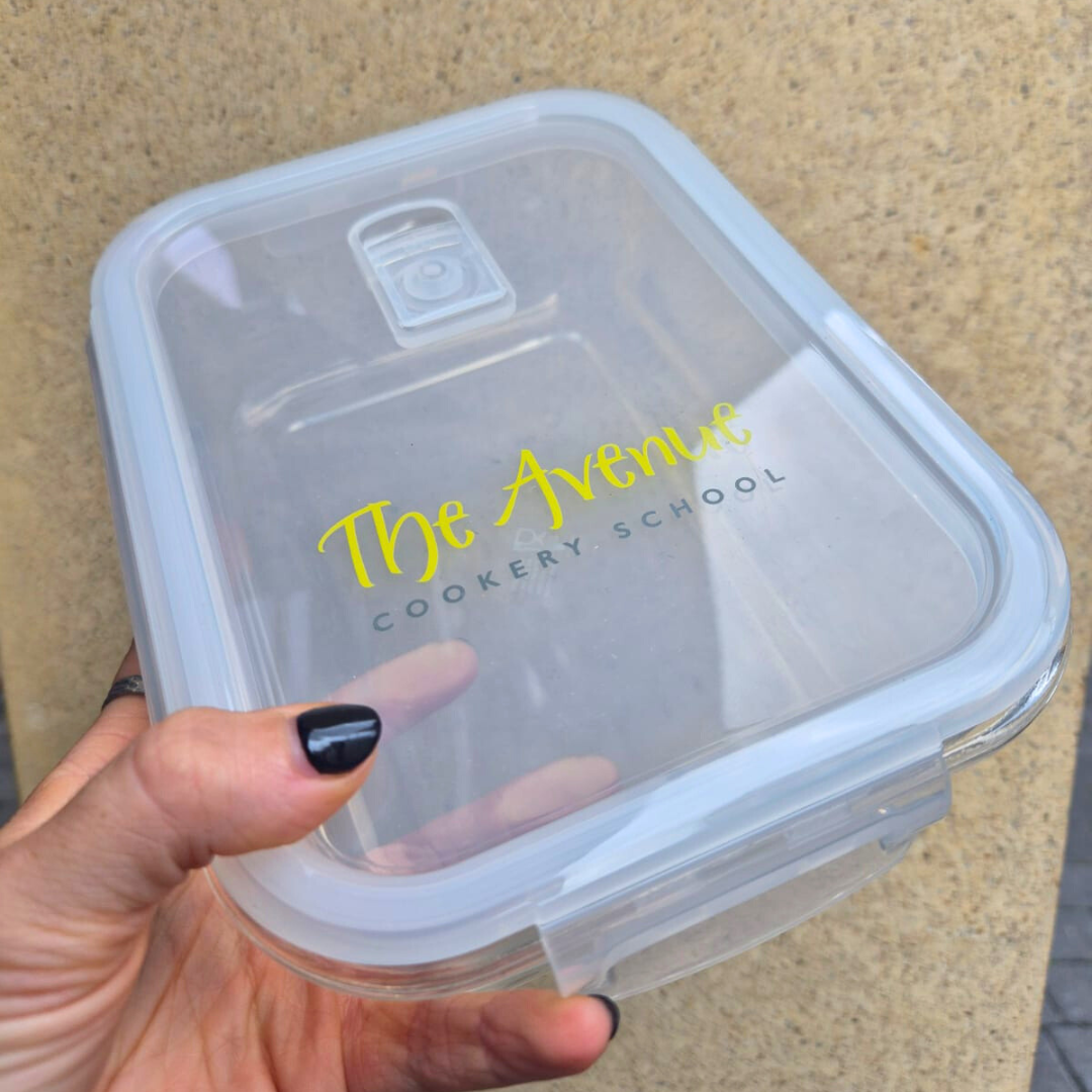 Avenue Cookery School Glass Tupperware